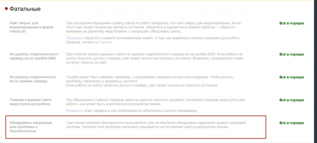 При наложении Баден-Баден появляется оповещение в Яндекс Вебмастер При наложении Баден-Баден появляется оповещение в Яндекс Вебмастер